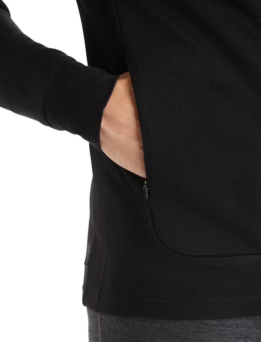 Sweat À Capuche Icebreaker Merino Quantum III Long Sleeve Zip Homme Noir | FR 1270ZUTG